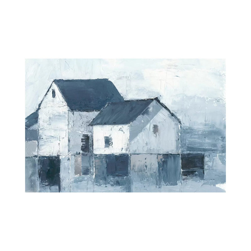 " Indigo Barns I " by Ethan Harper, Wrapped Canvas, No Mat, 8" H x 12" W x 0.75" D