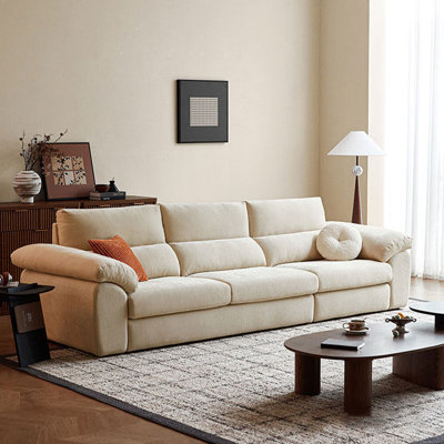 Coussin de canapé modulaire en lin et coton beige Fourseat