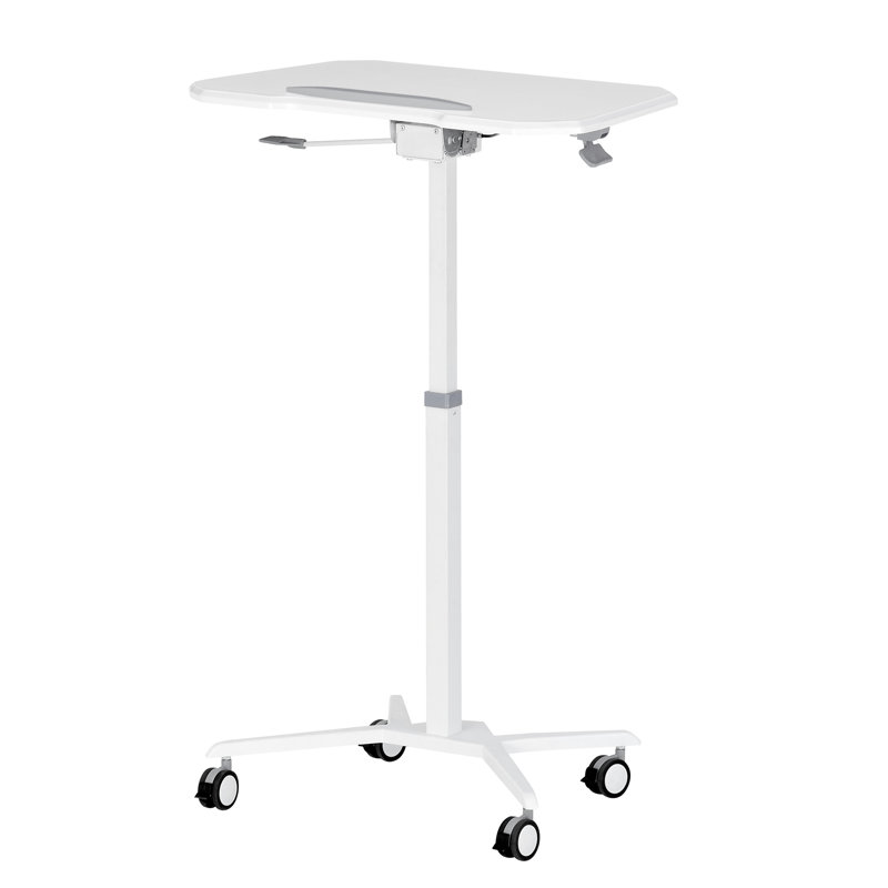 Sit To Stand Mobile Laptop Computer Stand With Height Adjustable And Tiltable Tabletop