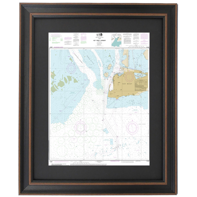 Key West Harbor | Nautical Chart | Framed Print, 30'' H x 36" W