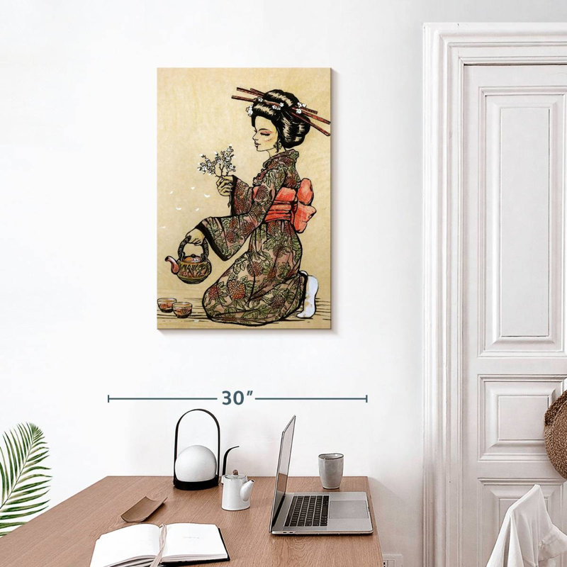 Leisha Geisha Serving Tea, 30" H x 20" W