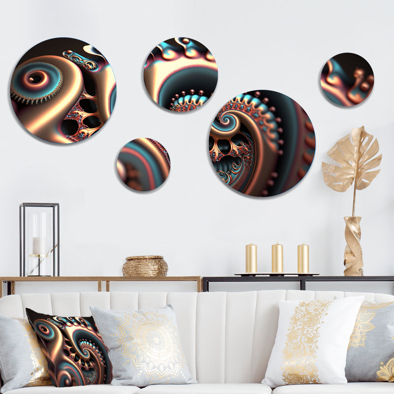 Pastel Fractal Spiral Universe IV - Modern Geometric Metal Wall Décor