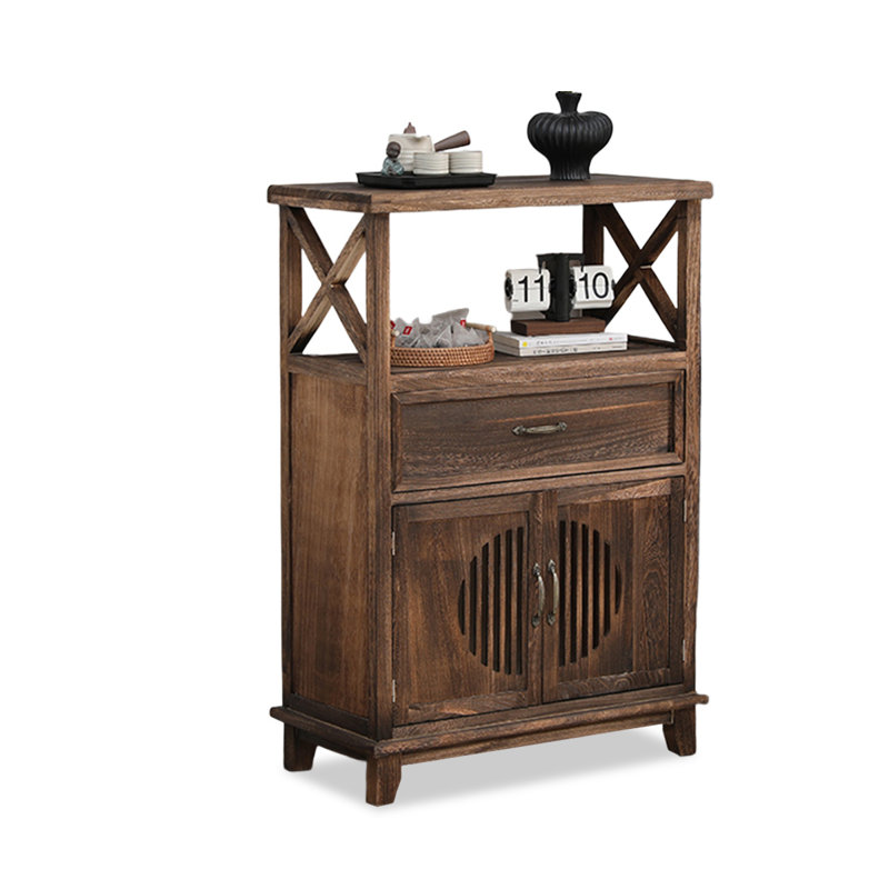 Buffet en bois massif café foncé, Café noir