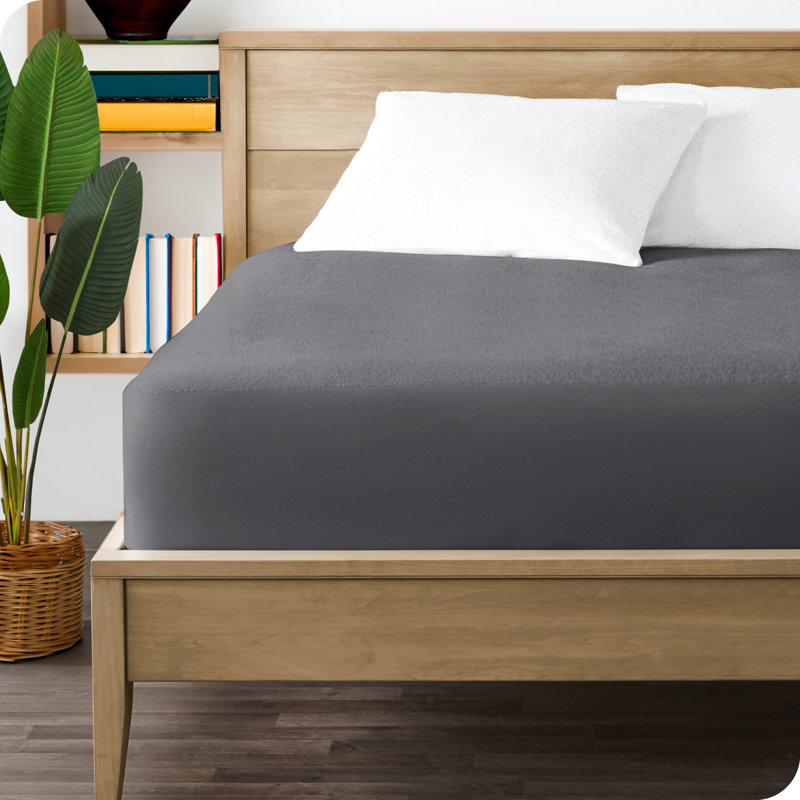 Twin Size Gray Waterproof Cotton Mattress Protector