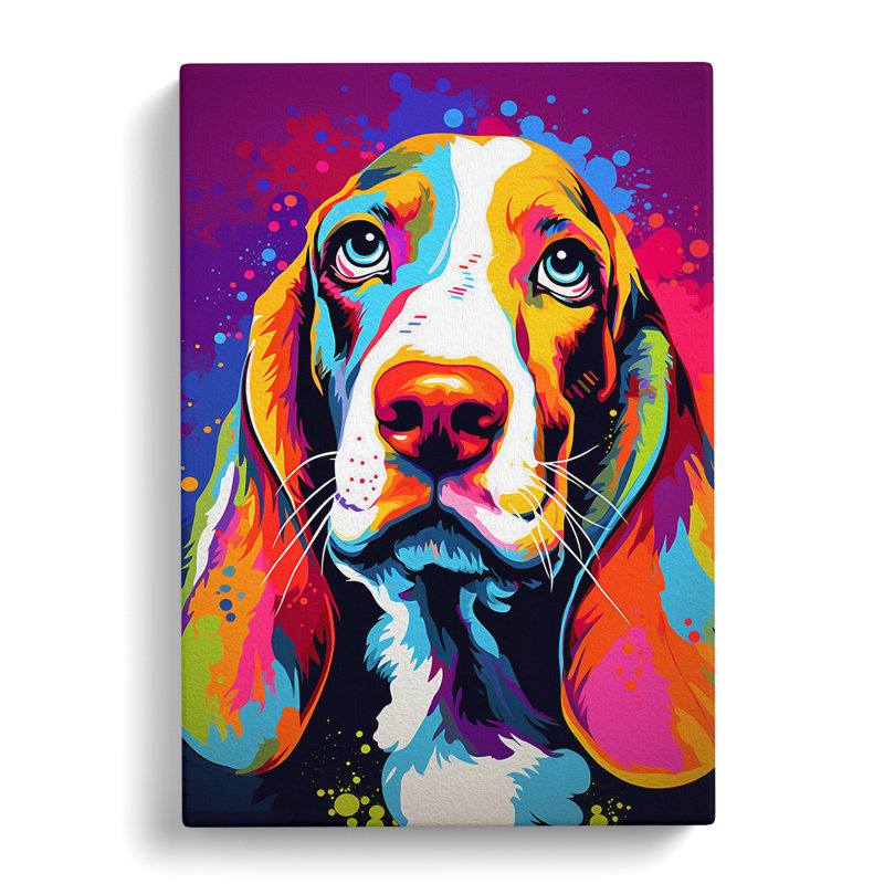 Basset Hound Pop No.2 - Wrapped Canvas