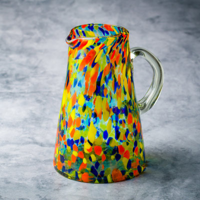 Carnaval Pitcher Handblown Mexican Glass