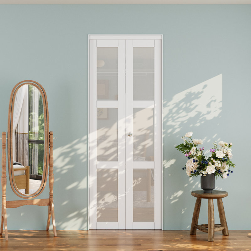 Porte pliante à surface givrée en verre givré, 30 po x 96 po