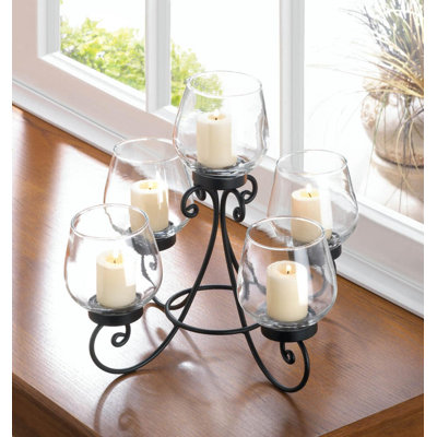 Enlightened Candle Centerpiece | Modern Linear Iron Riser
