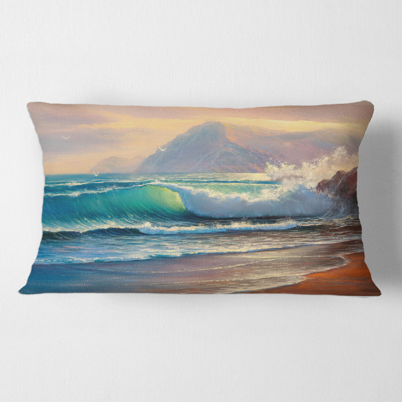 Housse de coussin rectangulaire et insert Morning Sunlight on the Sea Waves III