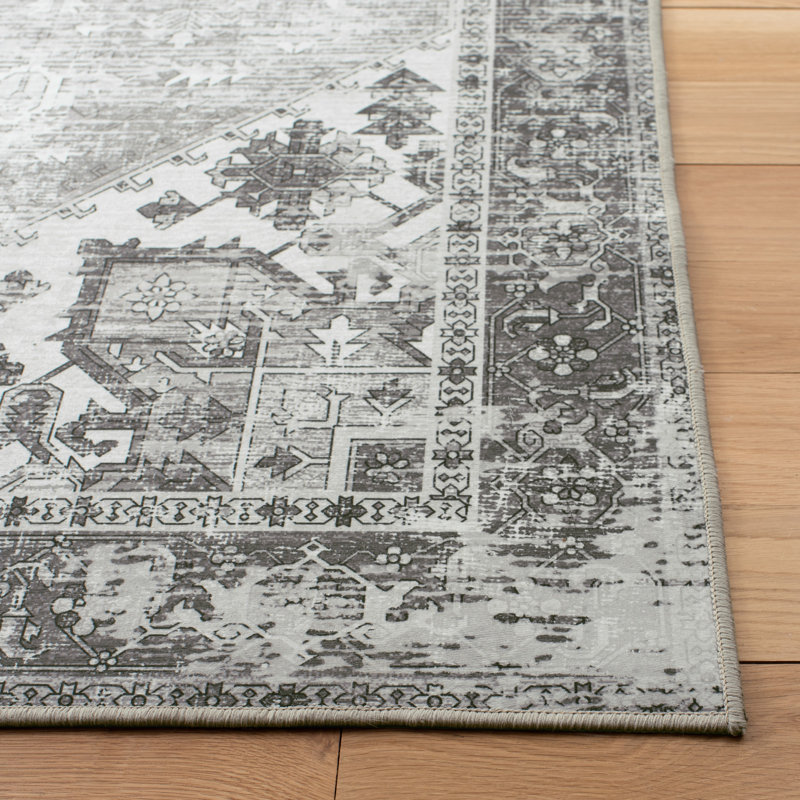 DeBary Oriental Dark Sage/Ivory Area Rug, Rectangle 6' x 9'