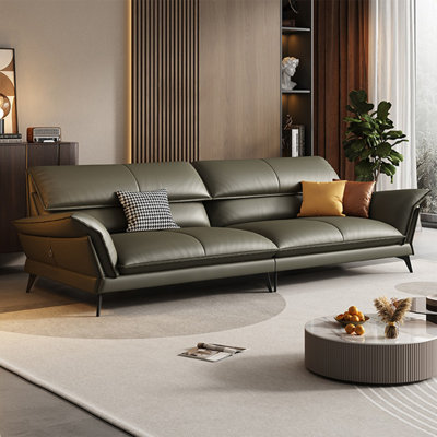 Green Genuine Leather Modular Sofa cushion couch