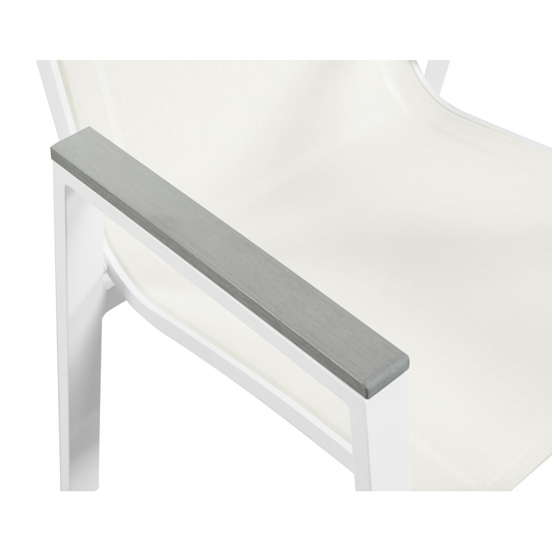 Fauteuil de patio empilable Lajoy, Gris, Blanc, Blanc