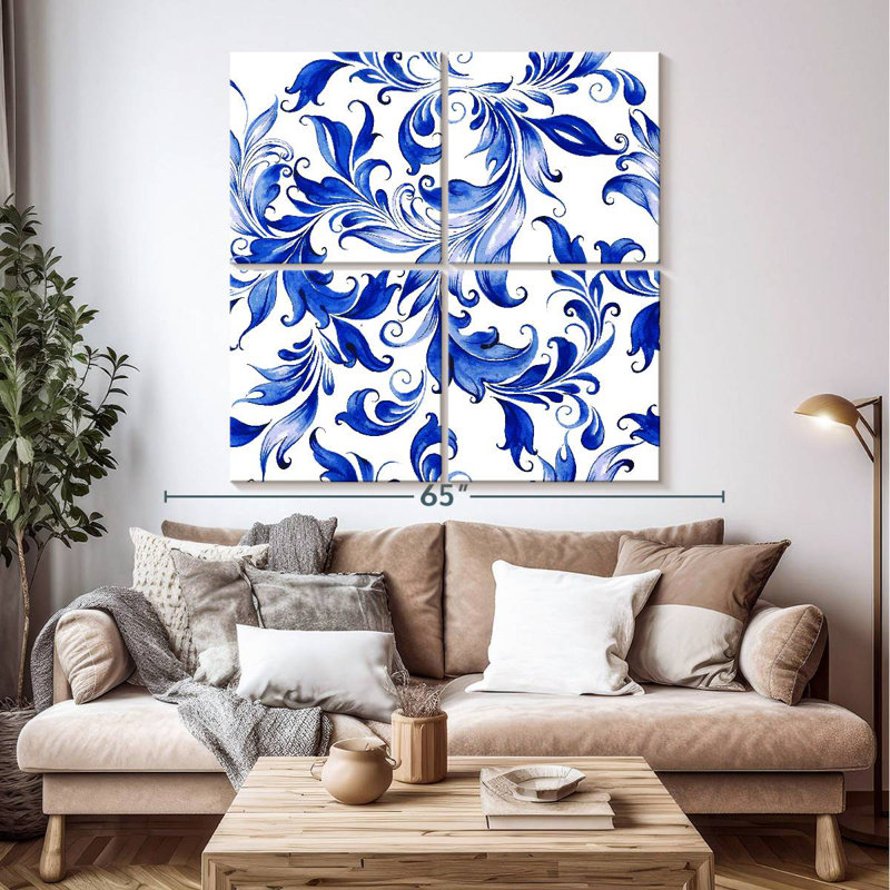 Motif floral abstrait Kerner, H 50 po x l 50 po