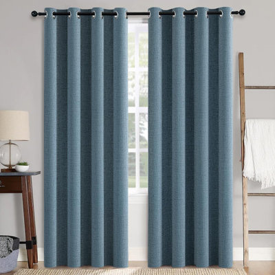 100% Blackout Linen Textured Curtains (2 Panels)