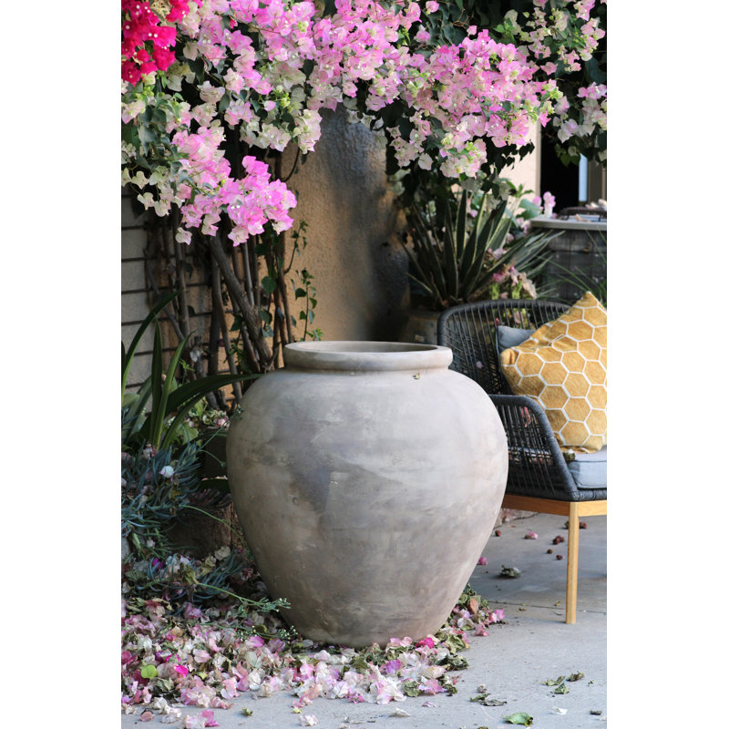 Pot de fleurs en grès extra large Château Jar - Intérieur/Extérieur, L 31 po x H 29,5 po