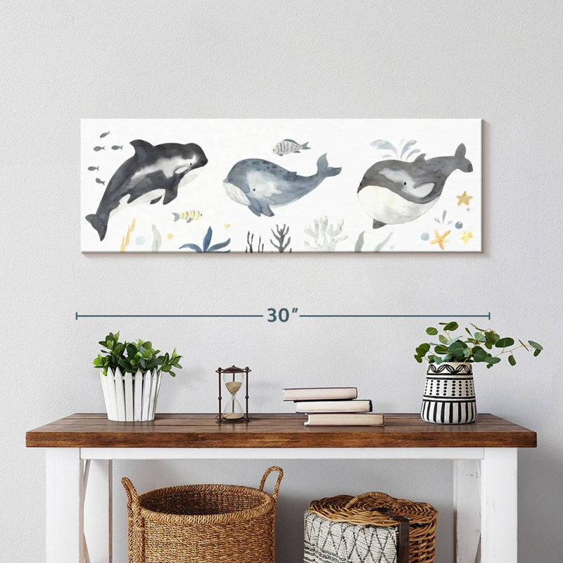 " Nursery Whales " by IvaCuddlyMural, 10" H x 30" W x 1.25" D
