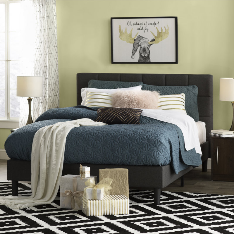 Lit plateforme tapissier Suhavi, Grand, Gris