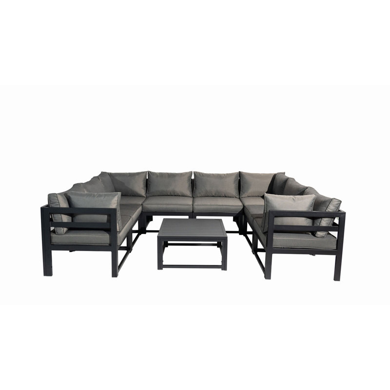 Munni 8 - Person Patio Dining Set Square Table with Cushions Included