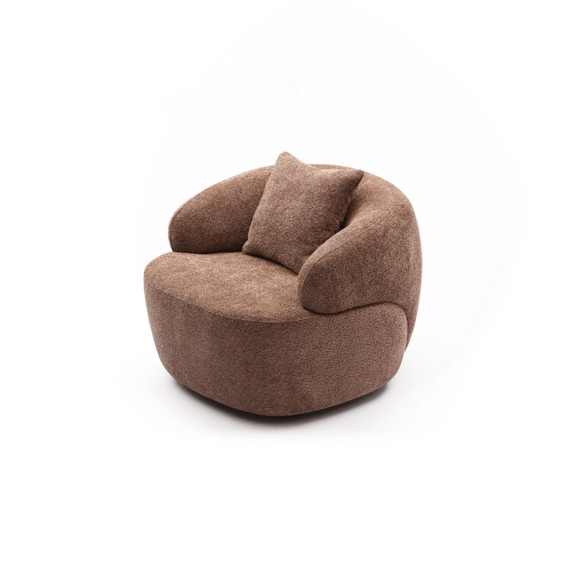 1 canapé moderne pivotant à 360 ° Mid-Century courbé, tissu bouclé attrayant pour le salon, la chambre à coucher et le bureau