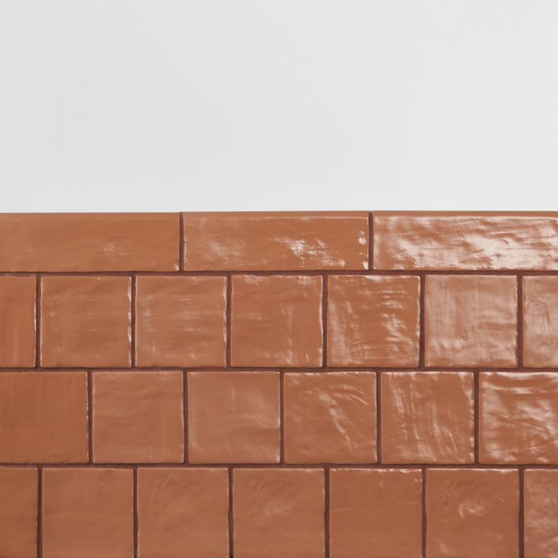 Montauk 2x8 Glazed Ceramic Bullnose Tile Trim, Terracotta