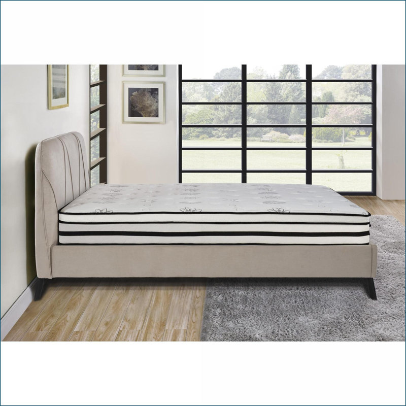 Mattresses, Eastern King 12-Inch Hybrid Mattress – Breathable Quilted Cover, Green Tea Extract, Plush Comfort in a Box | White | Foam+Spring