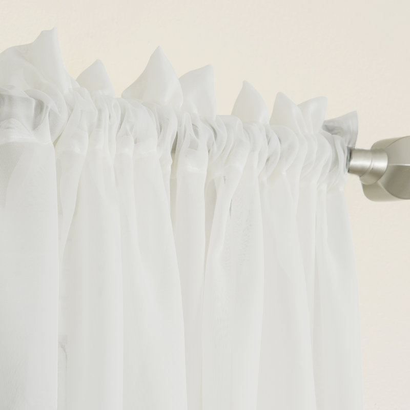 Messancy 100% Polyester Sheer Crushed Voile Solid Color Curtain Panel with Rod Pocket Top, Ivory, 59" W x 108" L