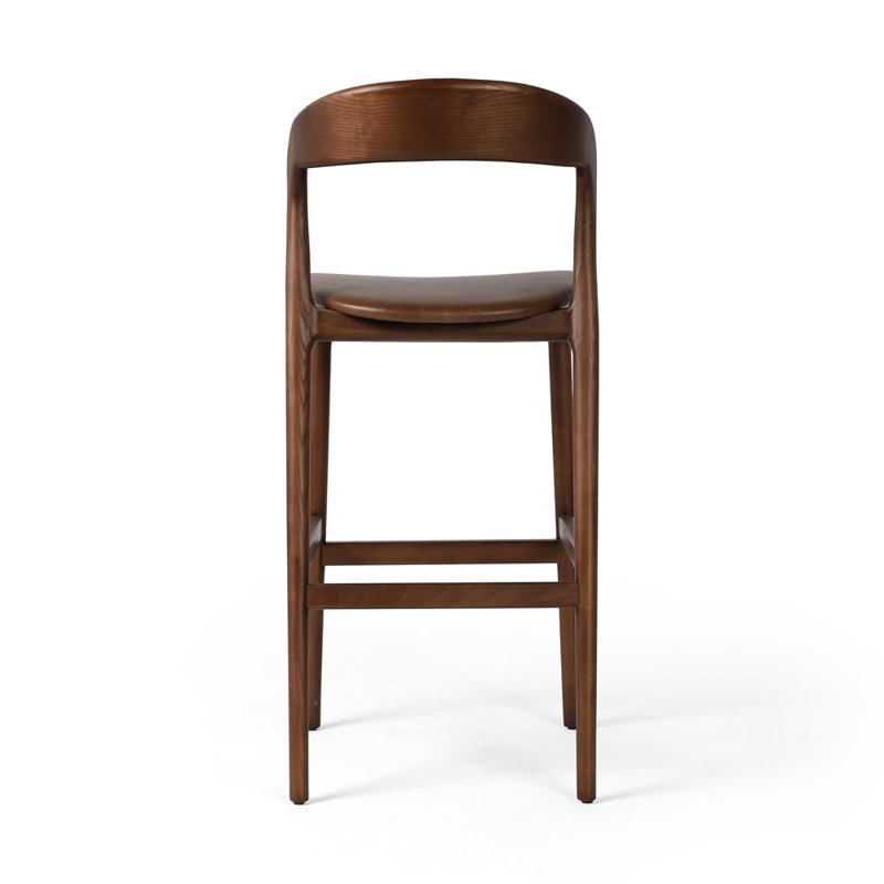 Kayla Leather Bar & Counter Stool, Bar Stool (30.5" Seat Height), Sonoma Coco Genuine Leather/Umber Ash