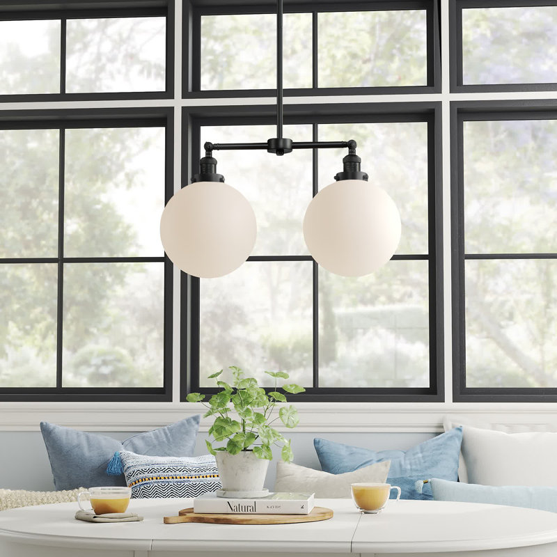 Lustre unique à 2 lumières Clermont, Ampoule DEL 6 watts Vinage, Noir mat