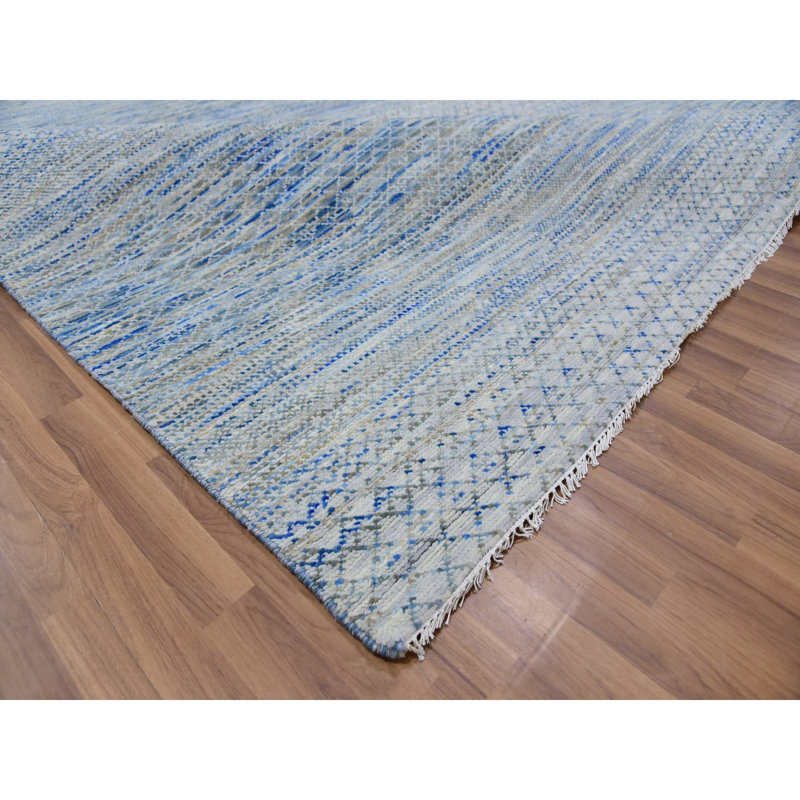 10'x14'1" Cadet Grey Dyed Wool Hand Knotted Chiaroscuro Collection Rug 21AF18D145C34FA69CF3A6CF5AAF1F79