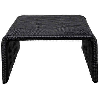Black Square Woven Coffee Table, 18 Inches Tall, 36 Wide And Deep, Blends Modern Retro In Kitchens Shape, 18x36x36 Inches, Style, Ideal For Primary Living Spaces