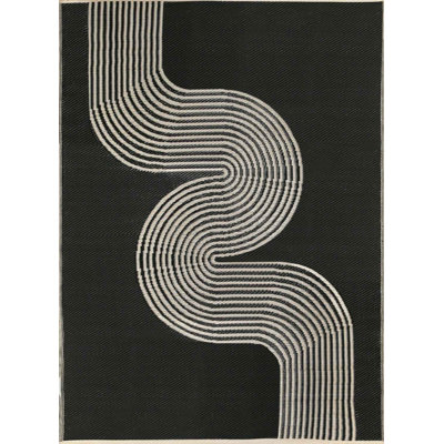 Urban Collection Outdoor Rug Wave Design in Black