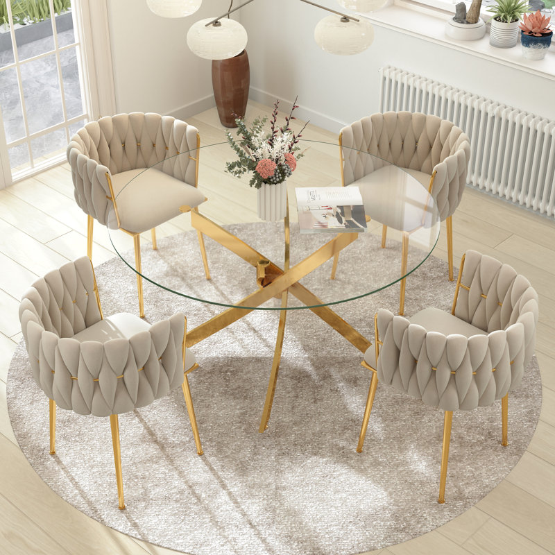 Table de salle à manger Azaryah, Beige, H 29,5 po x L 47 po x l 47 po