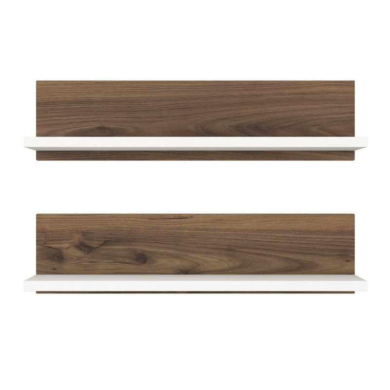 Herlene 2 Piece Accent Shelf, Walnut/White