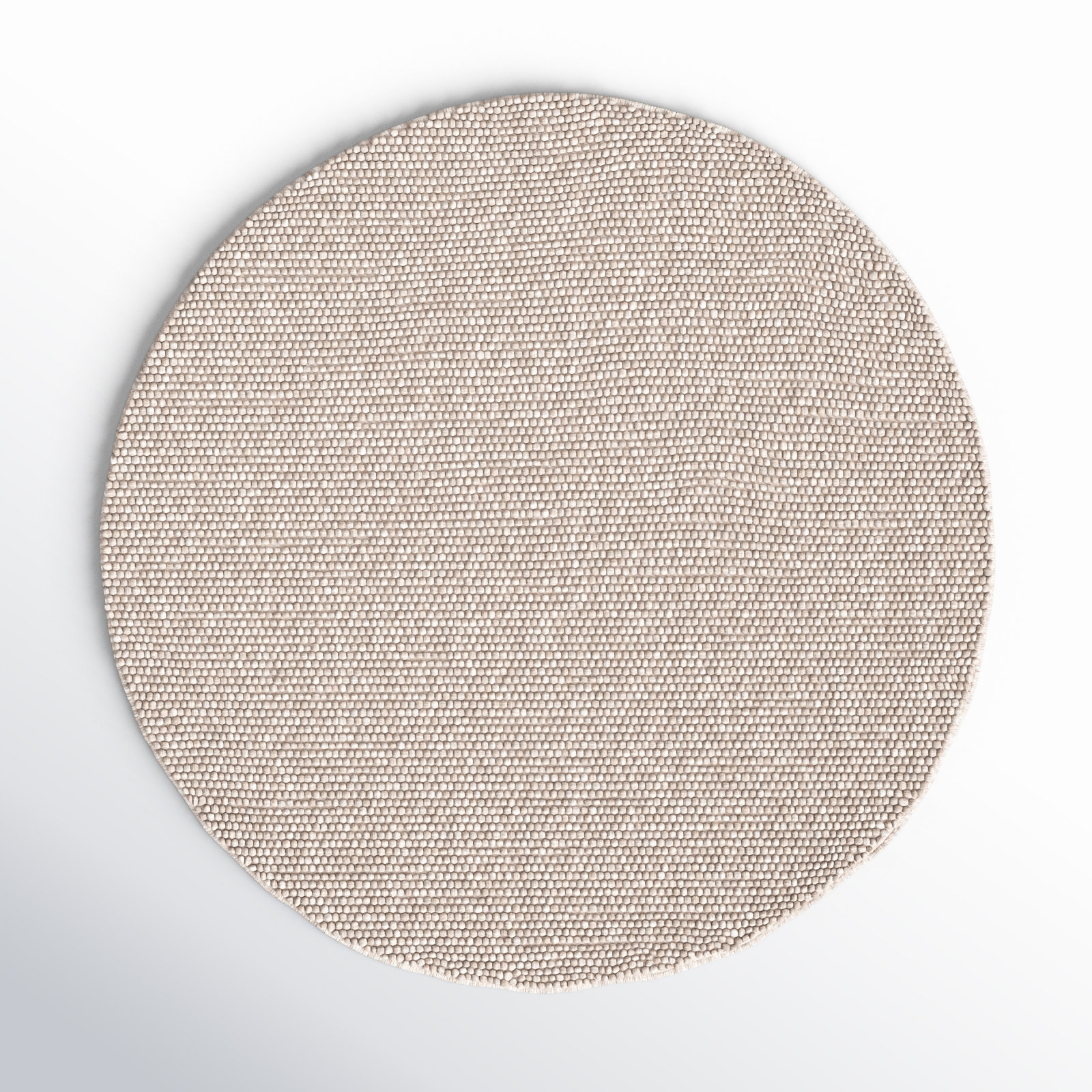 Elle Beige Hand-Woven Wool Rug, Round 6'
