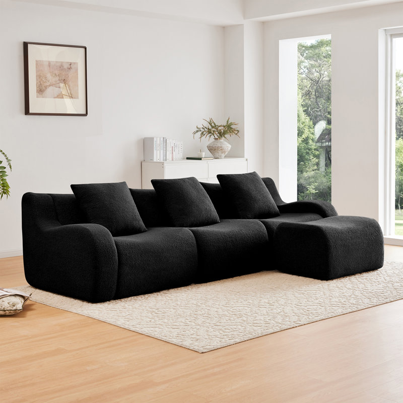 Boneless Sofa, 35.4" H x 115.3" W x 65.7" D, 3, Black