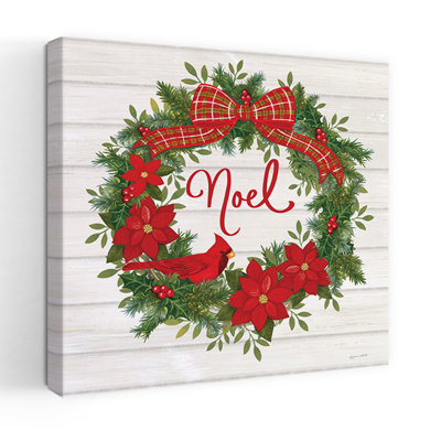 Noel Wreath Contemporary Ivy Poinsettia Art