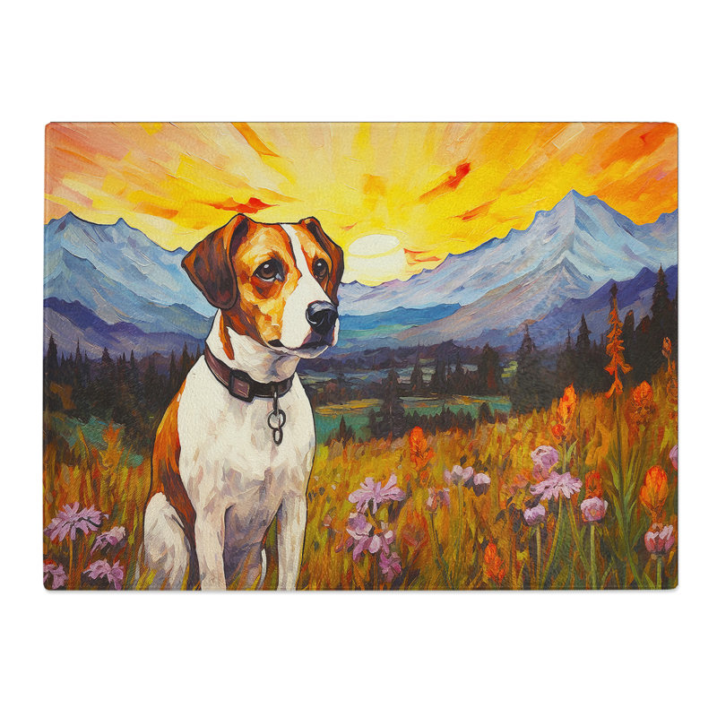Jack Russell Landscape  Glass Chopping Board