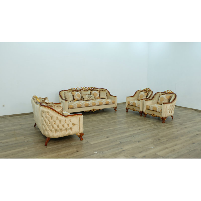 3 Piece Angelica Ii Sofa Set Brown With Brown Fabric