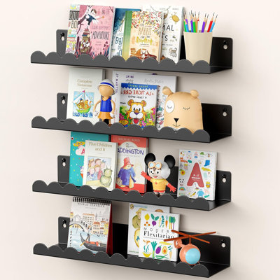 Tablettes flottantes, 4 pièces, noir