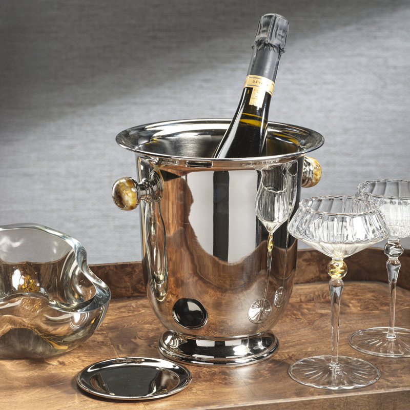 Seau à champagne Duval, Nickel avec pierre ambrée