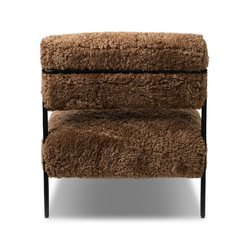 Fenn Chair-Champagne Mongolian Fur, Amber Shearling