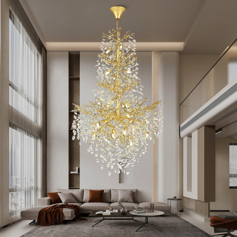 Lustre en cristal 23 branches à 61 lumières à intensité variable, Doré
