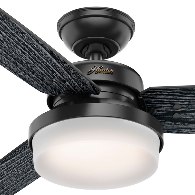 Matte Black 52" Ceiling Fan with LED Light and Remote