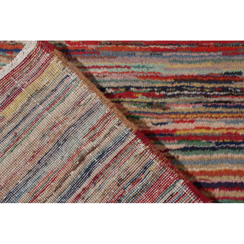 Pasha Wool Striped Area Rug in Blue/Red/Orange/Green