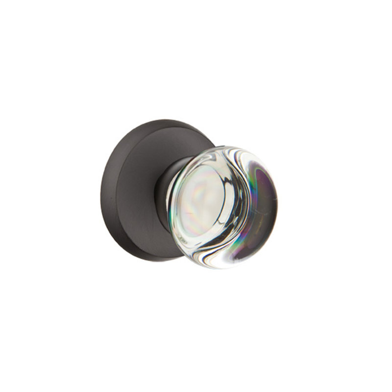 Ensemble de boutons de passage Emtek avec rosette n ° 2 et bouton en verre Providence, Bronze plat noir