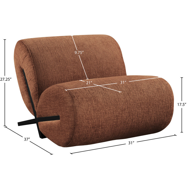 Fauteuil d'appoint Akira, Tissu de polyester cognac, Noir, noir, noir, noir