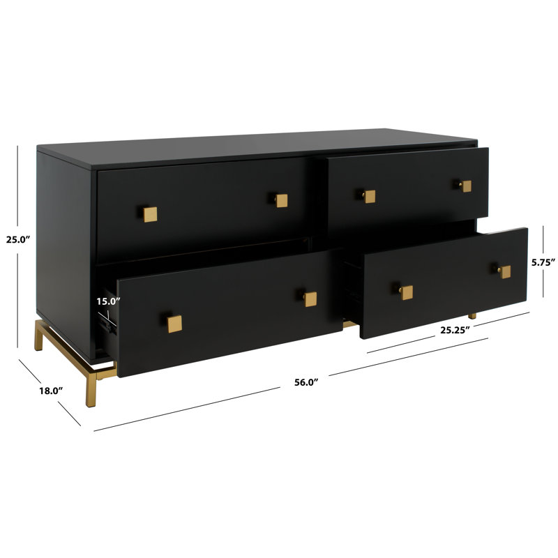 56'' W 4 - Drawer Dresser, Black