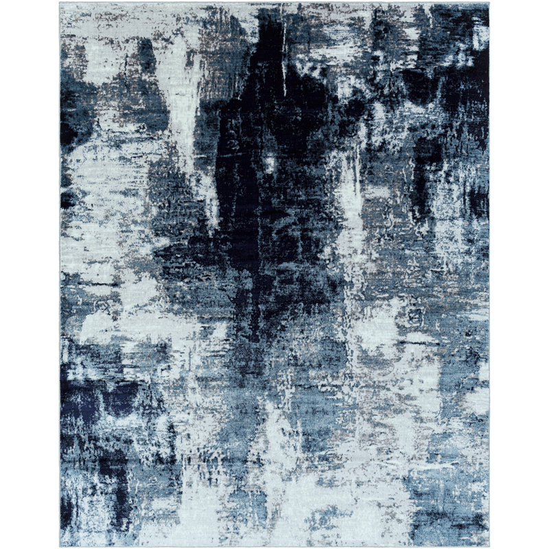 Abstract Area Rug, White/Black, Rectangle 240 x 305 cm