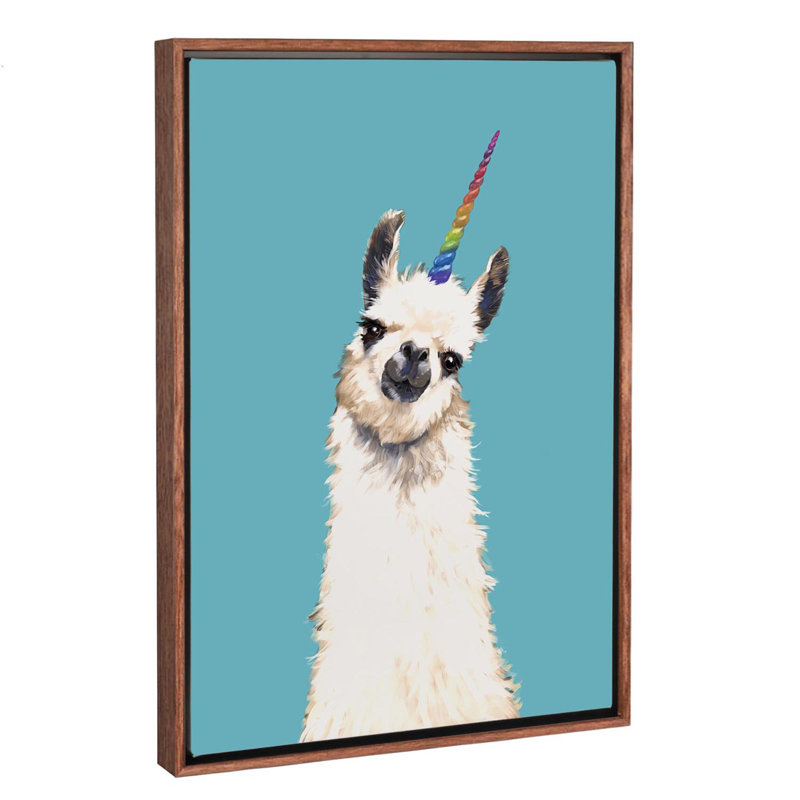 Art encadré licorne, H 60 po x l 40po x P 1,5 po, Toile avec cadre brun classique