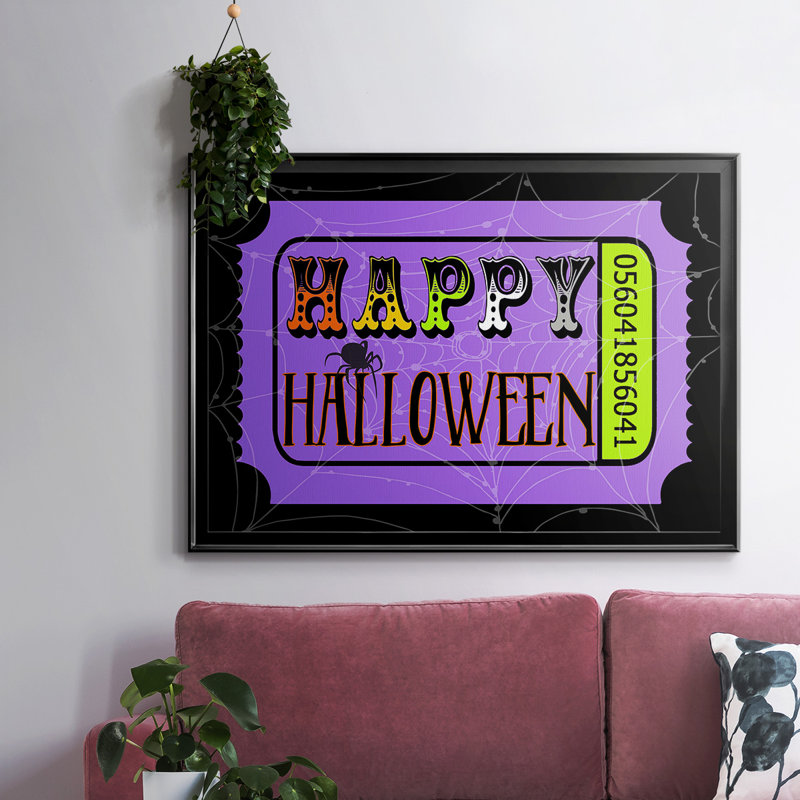 Joyeux Halloween, impression sur toile encadrée, Toile noire, H 18 po x l 26 po x P 1,5 po